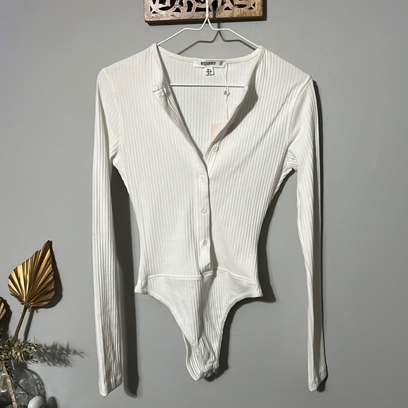 Missguided Tops - Button up long sleeve bodysuit